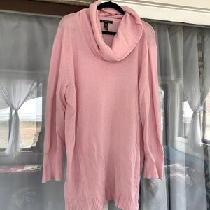 Pink cowl neck tunic sweater